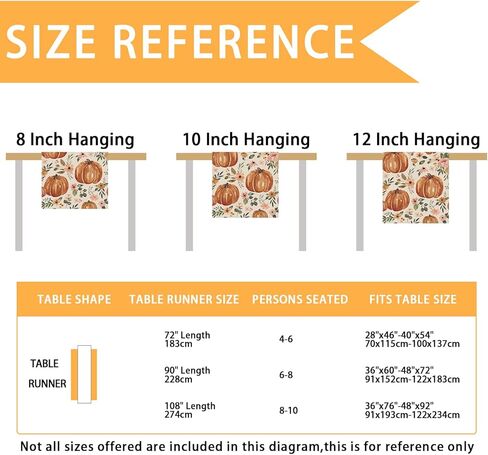 مفرش طاولة سامبوسك الخريف على شكل قرع، مفارش طاولة زهور لعيد الشكر في الخريف للمطبخ وتناول القهوة أو ديكور حفلات المنزل في الداخل والخارج, 13 × 72 بوصة SK095 in Kuwait