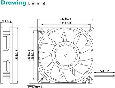 Wathai 120mm x 25mm 12V High Pressure CFM Fan Dual Ball High Speed DC Brushless Cooling Fan in Saudi Arabia
