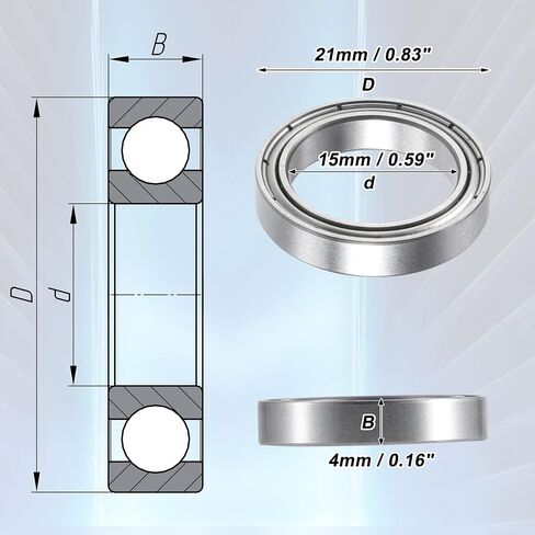 ACROPIX 6702ZZ Bearings Double Shielded Pre-Lubricated Deep Groove Ball Bearings 15x21x4mm Silver Tone - Pack of 10 in Saudi Arabia