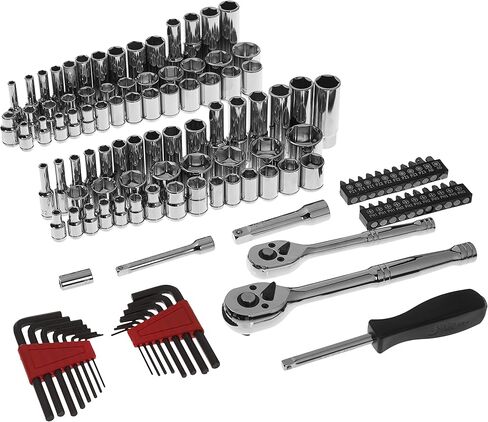 مجموعة أدوات مقابس ميكانيكية من أمازون بيسيكس مع حقيبة، 123 قطعة in Kuwait