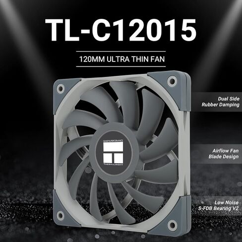 ثيرمال رايت مروحة نحيفة TL-C12015 مقاس 120 ملم، تحكم بي دبليو ام، 1500 دورة في الدقيقة، مروحة رفيعة لأداء متوازن لهيكل صغير الحجم، مروحة هيكل 15 ملم in Saudi Arabia