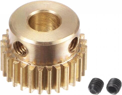 uxcell Pinion Gear Set, Brass Motor Rack Straight Spur Gear with Step, 0.5 Mod 28T 5mm Bore 15mm Outer Dia, M3 Set Screws Included in Saudi Arabia
