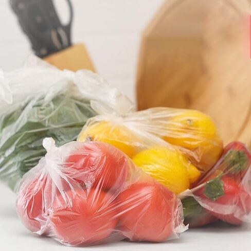 HEIHAK 2 Rolls 10 x 14 Inches Plastic Produce Bags, 1000 Bags Clear Food Storage Bags, Vegetable Roll Bags for Bread Pastries Fruits Vegetables Shopping in Saudi Arabia