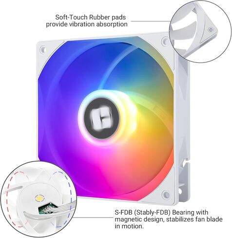 Thermalright TL-C12RW-S V2 CPU Fan 120mm ARGB Case Cooler Fan, 4pin PWM Connector Silent Computer Fan with S-FDB Bearing Included,up to 1500RPM Cooling Fan(White ARGB) in Saudi Arabia