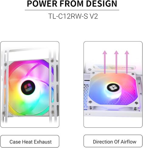 Thermalright TL-C12RW-S V2 CPU Fan 120mm ARGB Case Cooler Fan, 4pin PWM Connector Silent Computer Fan with S-FDB Bearing Included,up to 1500RPM Cooling Fan(White ARGB) in Saudi Arabia