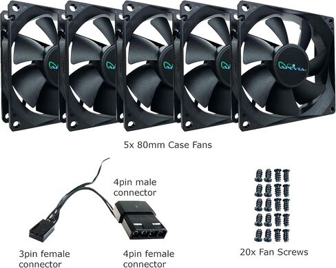 Apevia AF38S-BK 80mm Black Case Fan, Ultra Silent, 3-Pack in Saudi Arabia