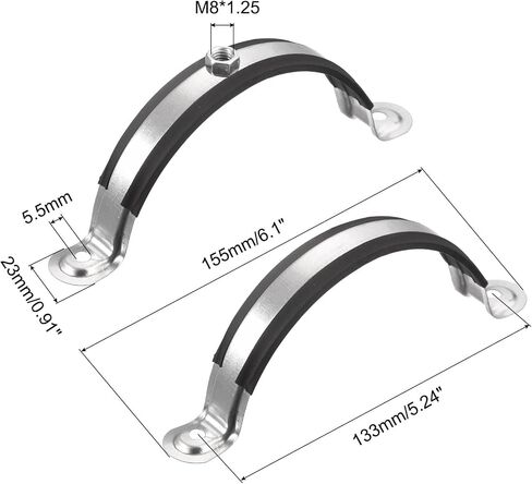 uxcell 50mm Rigid Pipe Strap Clamps, Carbon Steel Pipe Bracket Tube Clips M8 Nut Size for Water Tube Pipe 12 Pcs in Saudi Arabia