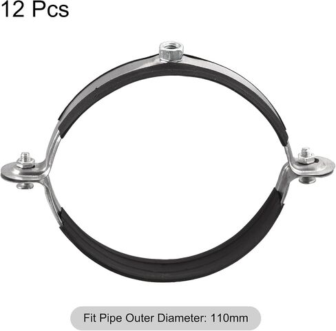 uxcell 50mm Rigid Pipe Strap Clamps, Carbon Steel Pipe Bracket Tube Clips M8 Nut Size for Water Tube Pipe 12 Pcs in Saudi Arabia