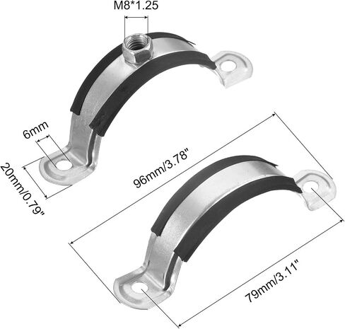 uxcell 50mm Rigid Pipe Strap Clamps, Carbon Steel Pipe Bracket Tube Clips M8 Nut Size for Water Tube Pipe 12 Pcs in Saudi Arabia