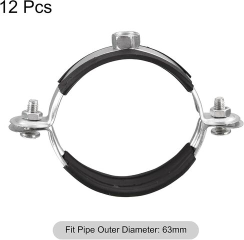 uxcell 50mm Rigid Pipe Strap Clamps, Carbon Steel Pipe Bracket Tube Clips M8 Nut Size for Water Tube Pipe 12 Pcs in Saudi Arabia