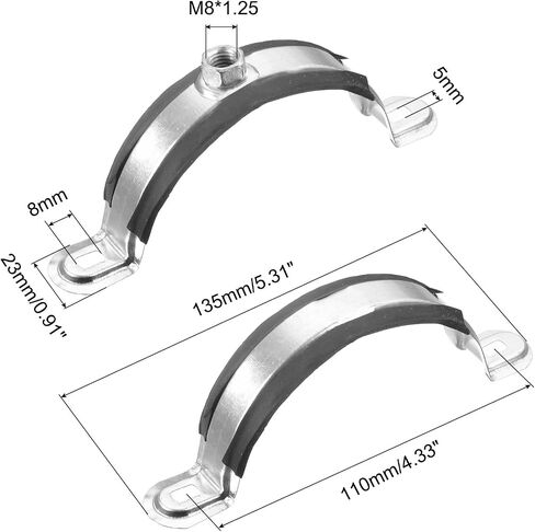uxcell 50mm Rigid Pipe Strap Clamps, Carbon Steel Pipe Bracket Tube Clips M8 Nut Size for Water Tube Pipe 12 Pcs in Saudi Arabia