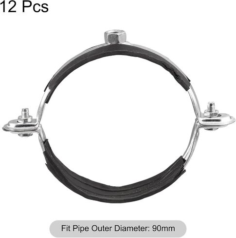 uxcell 50mm Rigid Pipe Strap Clamps, Carbon Steel Pipe Bracket Tube Clips M8 Nut Size for Water Tube Pipe 12 Pcs in Saudi Arabia