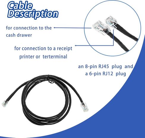 Piwerod APG Printer Interface Cable, CD-101A, Cash Drawer to Printer Connection Cable, 1 RJ12 Male and 1 RJ-45 Male, with MultiPRO Interface, Compatible with EPSON and Star Printers (Black - 5 ") in Kuwait