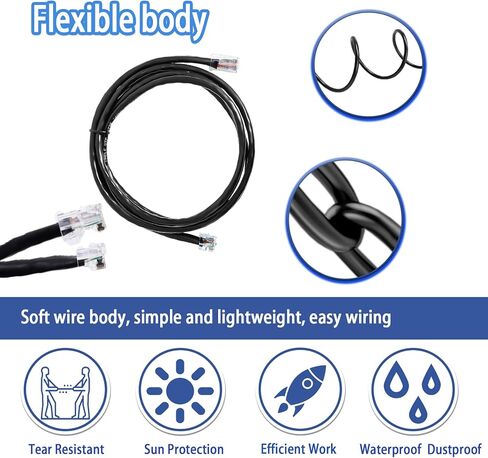 Piwerod APG Printer Interface Cable, CD-101A, Cash Drawer to Printer Connection Cable, 1 RJ12 Male and 1 RJ-45 Male, with MultiPRO Interface, Compatible with EPSON and Star Printers (Black - 5 ") in Kuwait