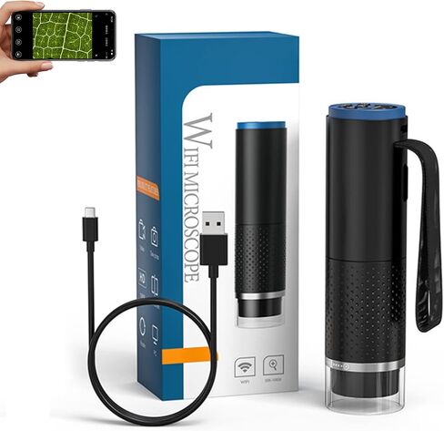 مجهر رقمي لاسلكي من MEHIDFY، كاميرا مجهر جيب محمولة بتكبير 50X-1000X مع 8 مصابيح LED قابلة للتعديل، مجهر بلوتوث قابل لإعادة الشحن مع هاتف iOS Android وMacBook وWindows PC in Kuwait