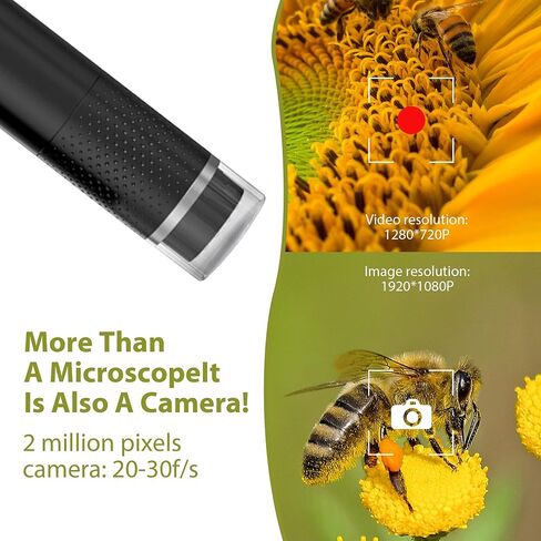 مجهر رقمي لاسلكي من MEHIDFY، كاميرا مجهر جيب محمولة بتكبير 50X-1000X مع 8 مصابيح LED قابلة للتعديل، مجهر بلوتوث قابل لإعادة الشحن مع هاتف iOS Android وMacBook وWindows PC in Kuwait