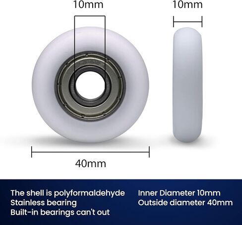 VKOMGH 10x40x10mm تحمل بكرة R نوع الأبيض كروية الأسطوانة المطاط عجلة 6000ZZ عجلة النايلون لعجلة آلات البناء 4 قطعة4 قطعة in Saudi Arabia