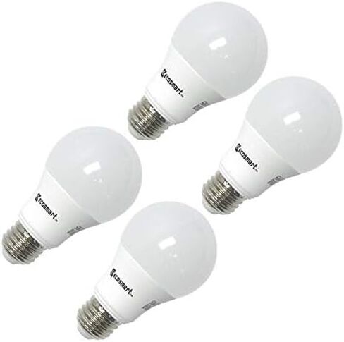 (4 عبوات) Ecosmart A19 LED 60 وات بديلة (8.5 وات) ضوء نهاري أبيض (5000 ك) 840 لومن من مصابيح الطاقة ذات قاعدة متوسطة E26 قابلة للتعتيم على شكل منتظم in Kuwait