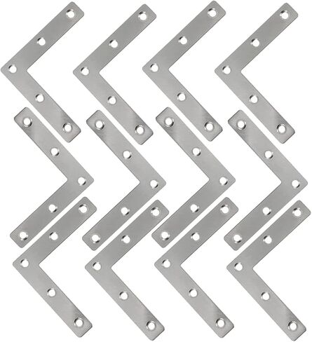 Rannb L Shape Flat Bracket Stainless Steel Flat Corner Angle Bracket Plates Repair - Pack of 15 in Kuwait