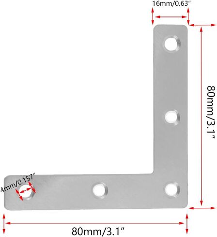 Rannb L Shape Flat Bracket Stainless Steel Flat Corner Angle Bracket Plates Repair - Pack of 15 in Kuwait
