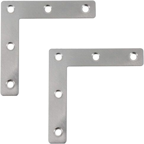 Rannb L Shape Flat Bracket Stainless Steel Flat Corner Angle Bracket Plates Repair - Pack of 15 in Kuwait