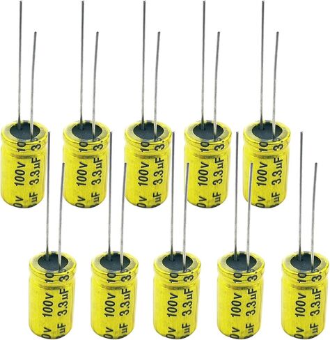 3.3 فائق التوهج 100 فولت مكثف، 10 قطع غير مستقطبة مكثف كهربائيا 100 فولت 3.3 فائق التوهج 10 مم × 17 مم NP مكثف in Kuwait