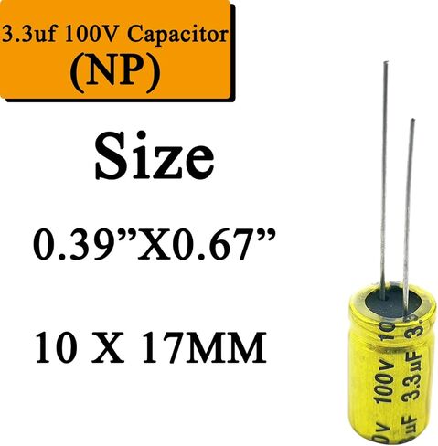3.3 فائق التوهج 100 فولت مكثف، 10 قطع غير مستقطبة مكثف كهربائيا 100 فولت 3.3 فائق التوهج 10 مم × 17 مم NP مكثف in Kuwait