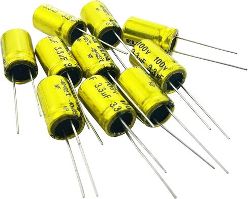 3.3 فائق التوهج 100 فولت مكثف، 10 قطع غير مستقطبة مكثف كهربائيا 100 فولت 3.3 فائق التوهج 10 مم × 17 مم NP مكثف in Kuwait