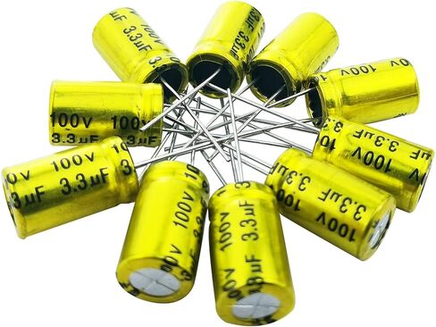 3.3 فائق التوهج 100 فولت مكثف، 10 قطع غير مستقطبة مكثف كهربائيا 100 فولت 3.3 فائق التوهج 10 مم × 17 مم NP مكثف in Kuwait