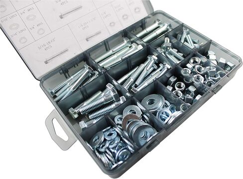 اتش اف اس مجموعة متنوعة من الصواميل والمسامير شديدة التحمل، 176 قطعة، تتضمن 9 مقاسات شائعة in Kuwait