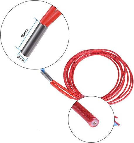 سخان خرطوشة سيراميك 620 24 فولت 40 واط وثيرمستور ان تي سي 100 كلفن 3950 لطابعة ثلاثية الابعاد كرياليتي CR-10S برو وCR-X واندر 3 واندر 3 برو وبروسا مندل (عبوة من 10 قطع) in Kuwait