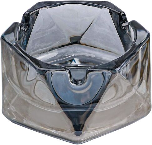 Glass Ashtray for Cigarettes, Tabletop Ashtray and Modern Decoration for Home Office Bar Restaurant Indoor Outdoor (Blue Small Size) in Kuwait