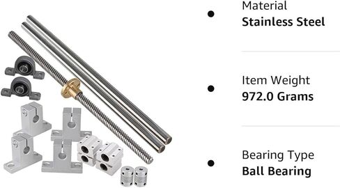 مزيج صناعي، محور بصري أفقي 500 مم ومسمار قيادة مزدوج القضيب دعم وسادة كتلة محامل & مجموعة مرنة من 15 قطعة in Kuwait