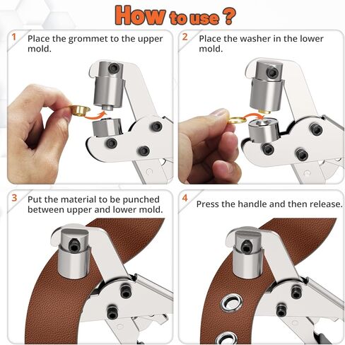 مجموعة ادوات جروميت، كماشة ثقب محمولة باليد، الة ضغط يدوية، خرامة يدوية للقماش المشمع والاحزمة الجلدية مع 500 قطعة من الثقوب in Kuwait