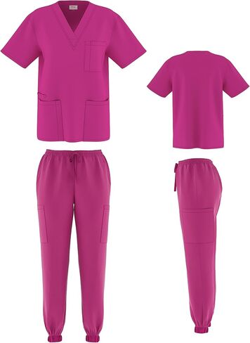 Scrubs for Women 4-Way Stretch Scrub Sets Top and Jogger Pants Unisex Scrubs 8 Colors in Kuwait