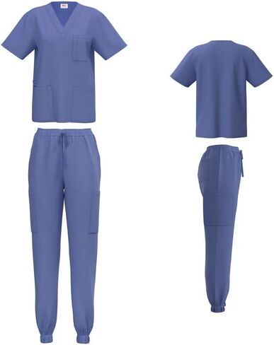 Scrubs for Women 4-Way Stretch Scrub Sets Top and Jogger Pants Unisex Scrubs 8 Colors in Kuwait