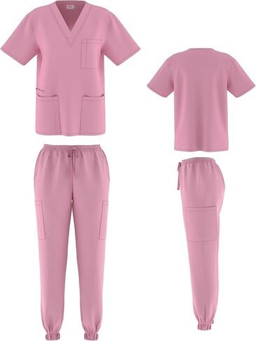 Scrubs for Women 4-Way Stretch Scrub Sets Top and Jogger Pants Unisex Scrubs 8 Colors in Kuwait
