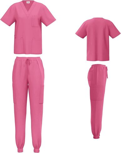 Scrubs for Women 4-Way Stretch Scrub Sets Top and Jogger Pants Unisex Scrubs 8 Colors in Kuwait