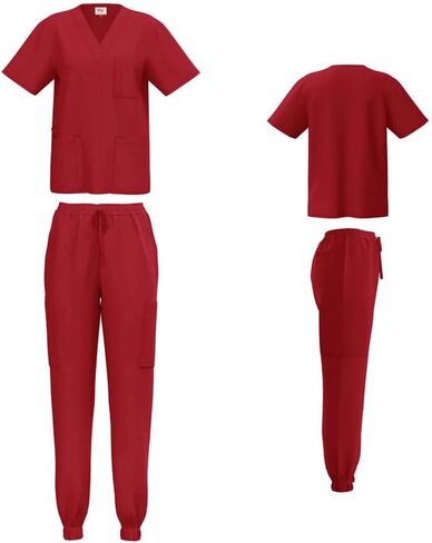 Scrubs for Women 4-Way Stretch Scrub Sets Top and Jogger Pants Unisex Scrubs 8 Colors in Kuwait