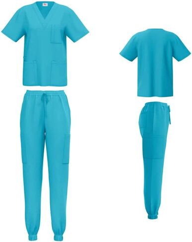 Scrubs for Women 4-Way Stretch Scrub Sets Top and Jogger Pants Unisex Scrubs 8 Colors in Kuwait