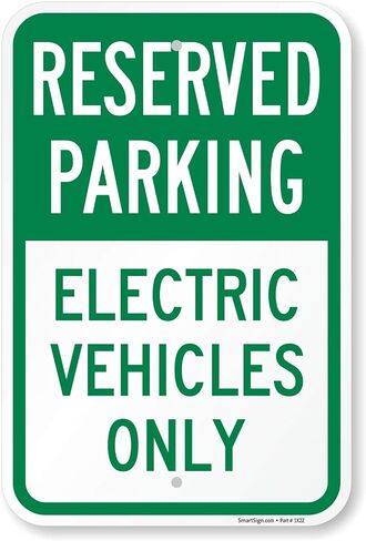 SmartSign 18 × 12 بوصة "موقف سيارات محجوز - المركبات الكهربائية فقط" لافتة معدنية، 63 مل ألومنيوم، أخضر وأبيض in Kuwait