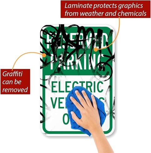 SmartSign 18 × 12 بوصة "موقف سيارات محجوز - المركبات الكهربائية فقط" لافتة معدنية، 63 مل ألومنيوم، أخضر وأبيض in Kuwait