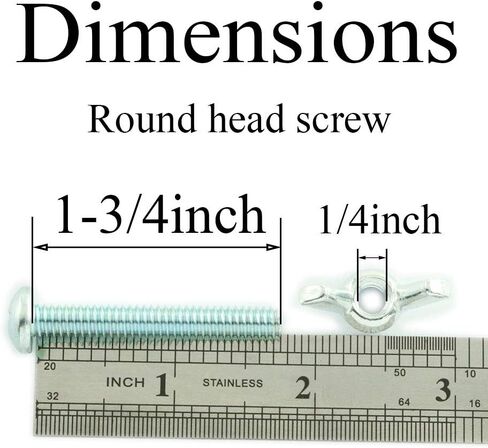 Pro Bamboo Kitchen 10 Sets Zinc Plated Carbon Steel Mounting Hardware Fitting Fastenings- 10pcs 1/4"-20 Hand Tighten Wing Nuts + 10pcs 1/4"-20 x 1-3/4" Phillips Head Screw Bolt in Saudi Arabia