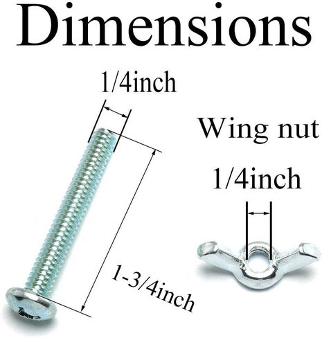 Pro Bamboo Kitchen 10 Sets Zinc Plated Carbon Steel Mounting Hardware Fitting Fastenings- 10pcs 1/4"-20 Hand Tighten Wing Nuts + 10pcs 1/4"-20 x 1-3/4" Phillips Head Screw Bolt in Saudi Arabia