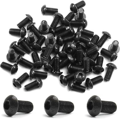 MroMax M8x16mm Hex Socket Head Machine Screws Carbon Steel Inner Hex Socket Round Head Screw Fasteners Furniture Bolts Black Tone 50Pcs in Saudi Arabia