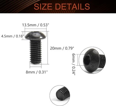 MroMax M8x16mm Hex Socket Head Machine Screws Carbon Steel Inner Hex Socket Round Head Screw Fasteners Furniture Bolts Black Tone 50Pcs in Saudi Arabia