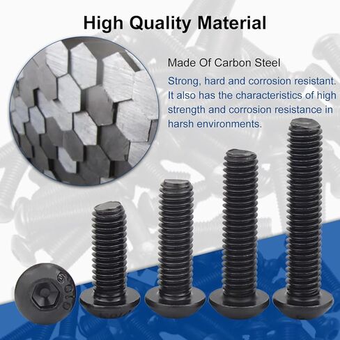 MroMax M8x16mm Hex Socket Head Machine Screws Carbon Steel Inner Hex Socket Round Head Screw Fasteners Furniture Bolts Black Tone 50Pcs in Saudi Arabia