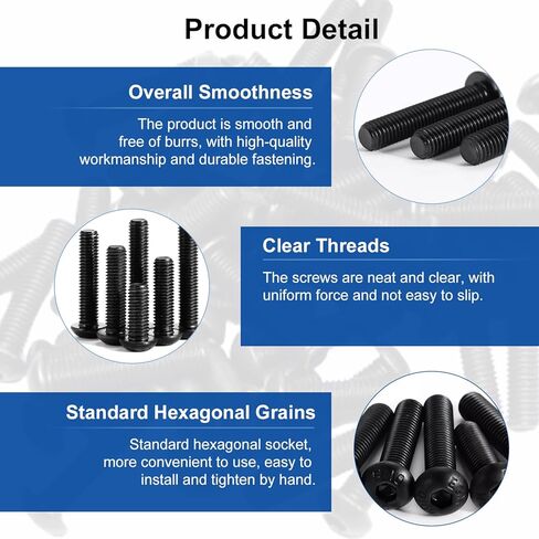 MroMax M8x16mm Hex Socket Head Machine Screws Carbon Steel Inner Hex Socket Round Head Screw Fasteners Furniture Bolts Black Tone 50Pcs in Saudi Arabia