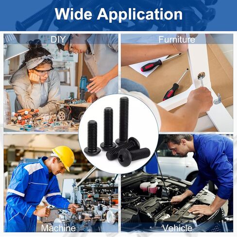 MroMax M8x16mm Hex Socket Head Machine Screws Carbon Steel Inner Hex Socket Round Head Screw Fasteners Furniture Bolts Black Tone 50Pcs in Saudi Arabia