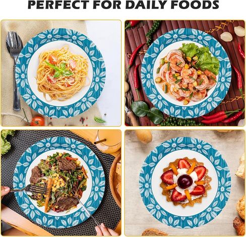 JOLLY CHEF 10 inch 140 Pack Disposable Paper Plates， Heavy Duty Printed Paper Plates Soak Proof, Cut Proof, Microwave Safe for Everyday Use in Saudi Arabia